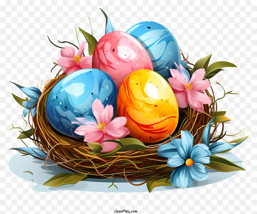 trứng phục sinh - Màn hình trứng Phục sinh đầy màu sắc với hoa mùa xuân