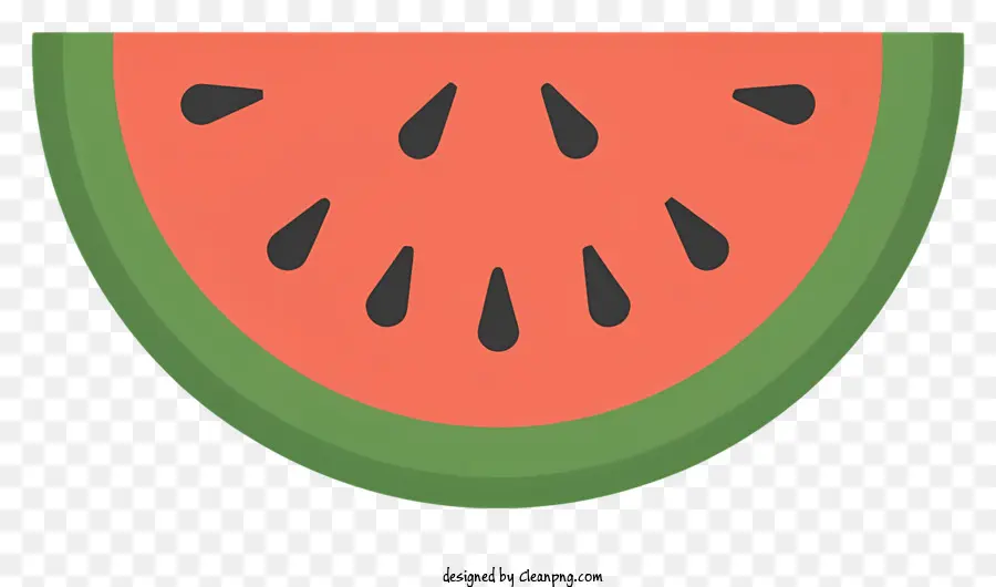 Cartoon -Wassermelonenscheibe rot und grün Wassermelonenkreiswassermelonscheibengrüner Wassermelonenfleisch - Scheibe rot und grün Wassermelone mit Samen