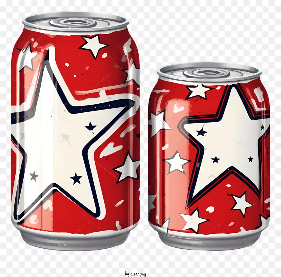 trắng biên giới - Lon Soda được sơn với hoa văn ngôi sao, đen và trắng
