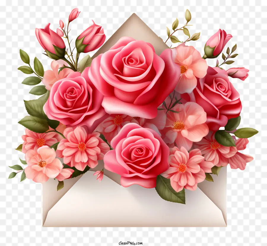 Blumenstrauß - Romantische Blumenarrangement im Umschlag mit Rosen