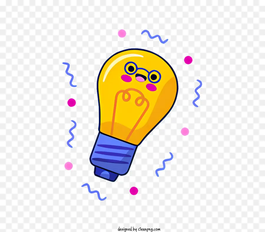 icon cartoon light bulb smiling light bulb light blue light floating light bulb