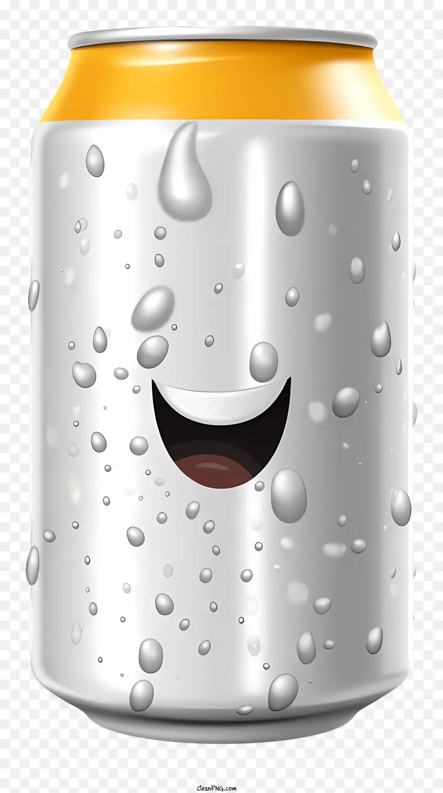 birra lattina di emoji può sorridere goccioline d'acqua - Lattina sorridente con gocce d'acqua su di esso