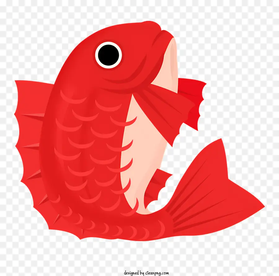 Icon Red Fisch gebogener Schwanzfisch großäugige Fisch glänzender Fisch - Roten Fisch mit gebogenem Schwanz auf Wasser schweben