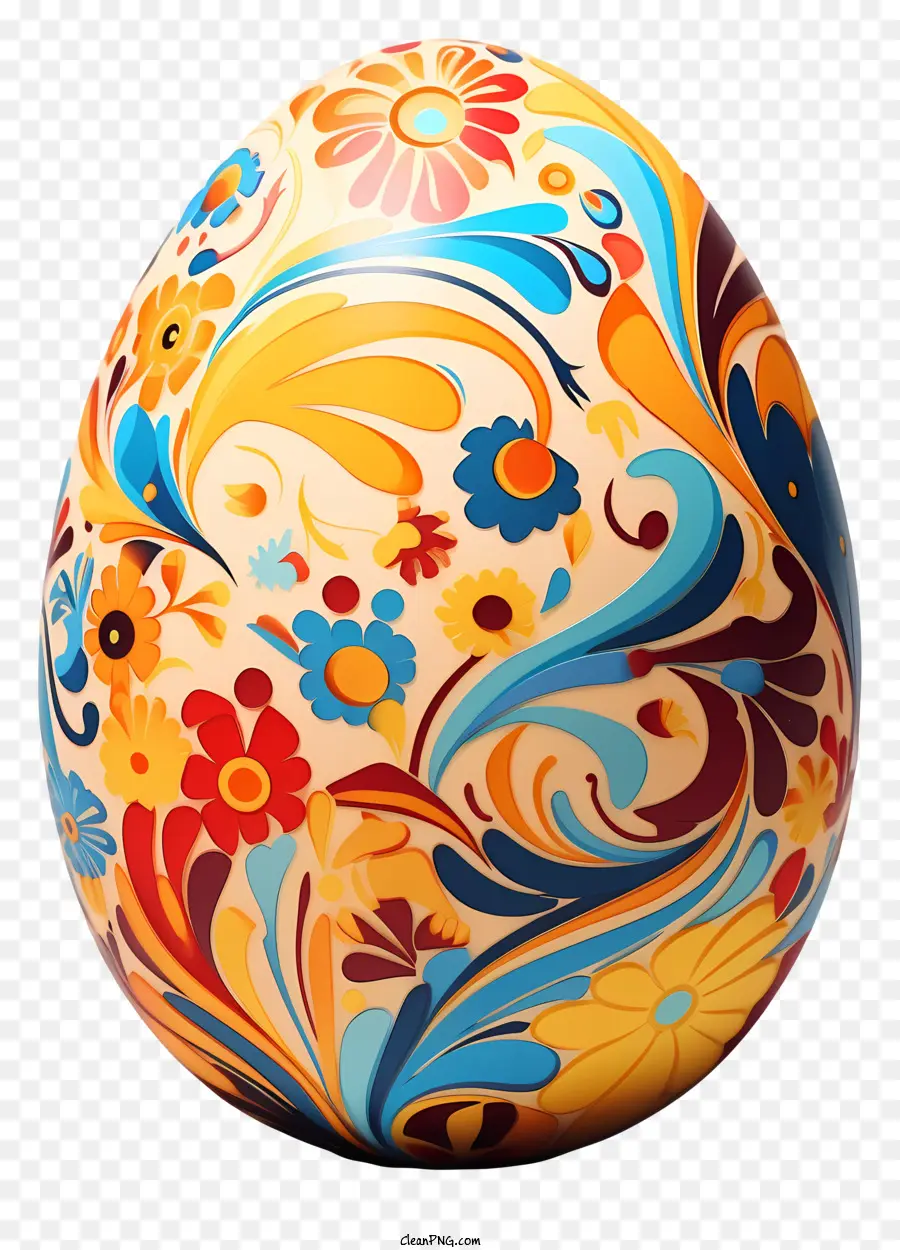 florales Design - Farbenfrohes, verziertes Ei mit blumigem und glänzendem Design