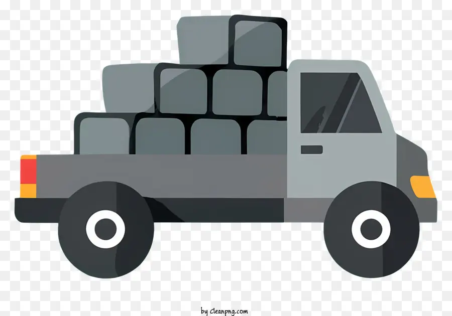 cartoon gray truck rectangular blocks stacked blocks truck bed