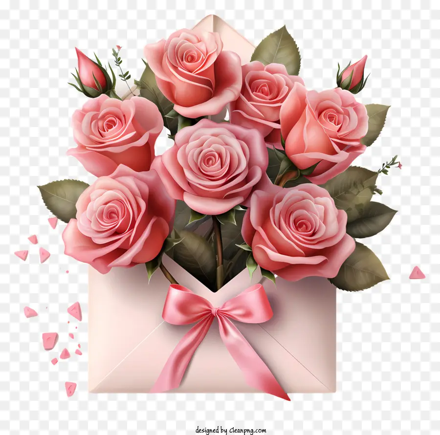 Umschlag - Schwarzer Hintergrund, Umschlag mit rosa Rosen öffnen