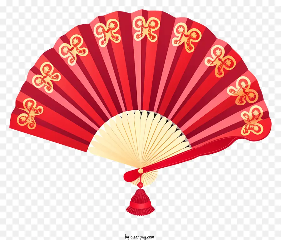 Isometrischer Stil Chinesischer Neujahrsfan Chinesischer Fan Red und Gold Fan Traditioneller chinesischer Fan - 3D -Rendering von rotem und goldenem chinesischem Fan