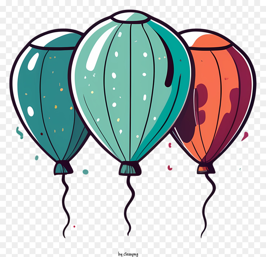 Cartoonballons Farben Formen schweben - Drei bunte Luftballons schweben in der Luft