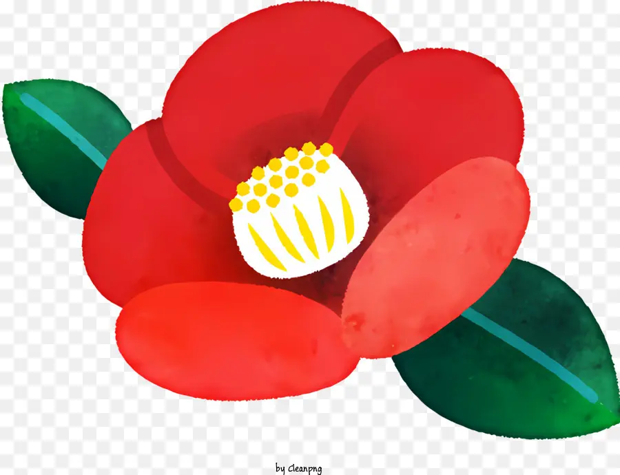 fiore rosso - Pittura ad acquerello di fiore rosso con gambo verde