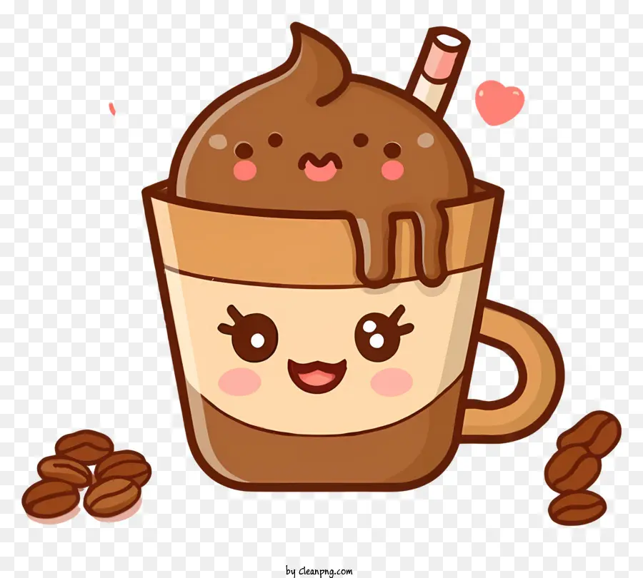 Cartoon Cartoon Caratteri di tazza di cioccolato al cioccolato alla cioccolata calda per cioccolato cioccolato - Drink a cioccolata calda da cartone animato con viso sorridente