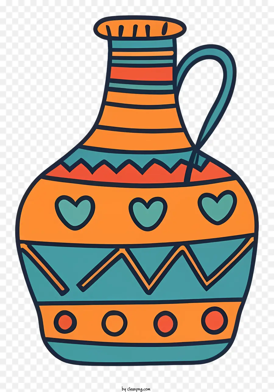 Cartoon abstrakte Vase Strukturierte Vase Blue Vase Orange Vase - Abstrakte gemusterte Vase in blau, orange, grün