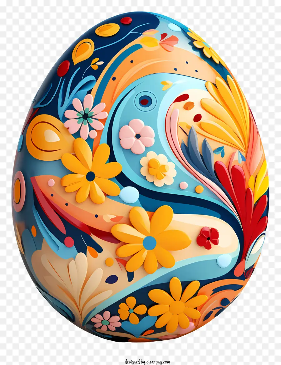 Osterei - Buntes abstraktes Ei mit floralen und geometrischen Designs