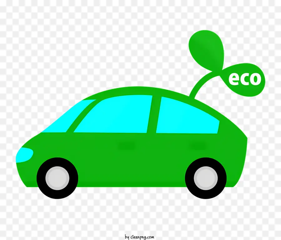 Icon Green Car nachhaltiger Transport umweltfreundliches Fahrzeugauto mit Anlage auf dem Dach - Grünes Auto mit Pflanzen auf dem Dach, offene Tür