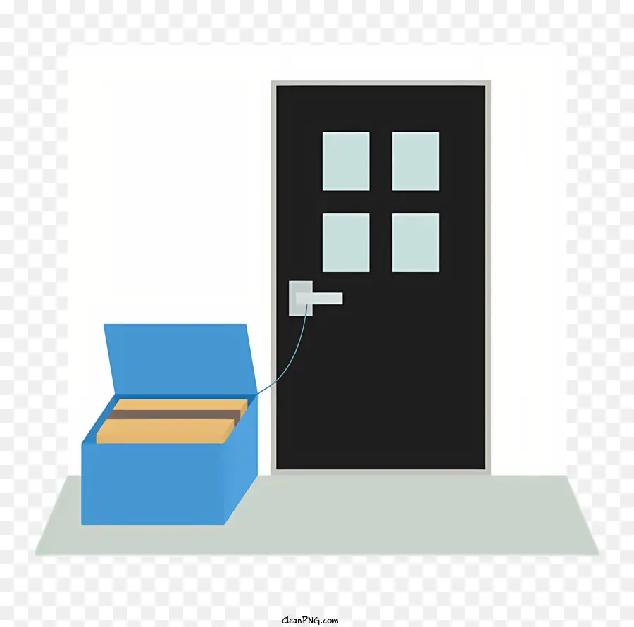 ICON -Vordertür Black Box weiße Stecker hellgrauer Tür - Realistisches Bild der grauen Tür mit Kiste