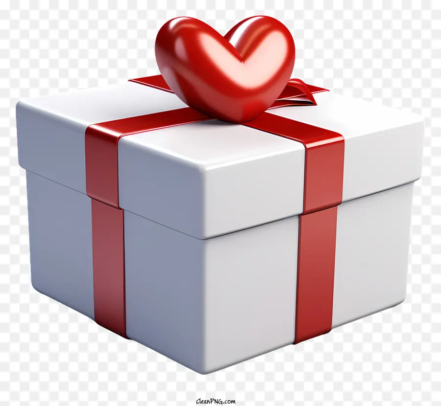 hộp quà - Trái tim đỏ được bọc trong nơ với tag