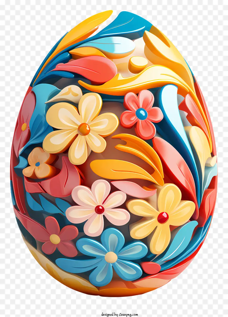uovo di pasqua - Motivi floreali vibranti e intricati sull'immagine dell'uovo