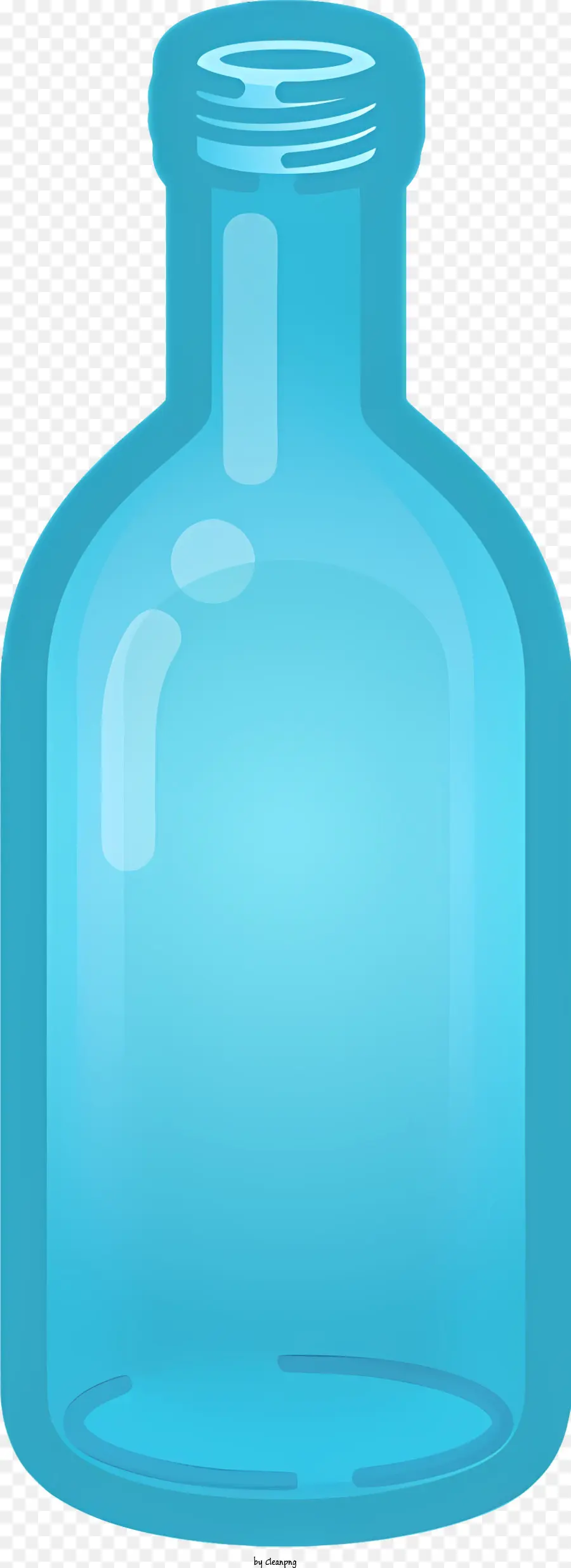 Icon Transparent Blue Glas Flasche leere Farbstruktur - Transparente blaue Glasflasche, leer, glänzend, runde Form