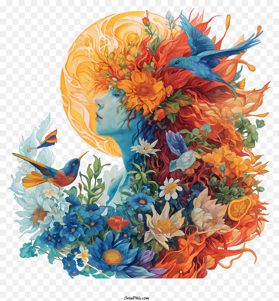 trái cam - Bức tranh sống động của người phụ nữ trên cánh đồng đầy hoa