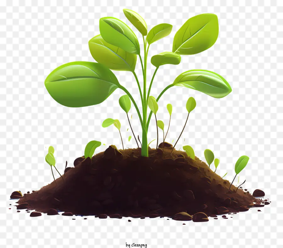 germoglio dalla crescita delle piante di terra Fertilità del terreno Care delle piante da giardinaggio - La pianta verde emerge dallo sfondo del suolo scuro
