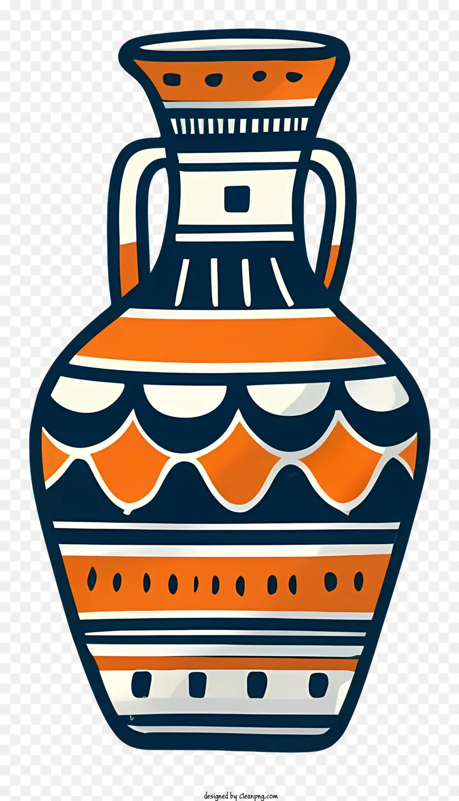 cartoon clay vase orange and blue vase swirl pattern round body vase