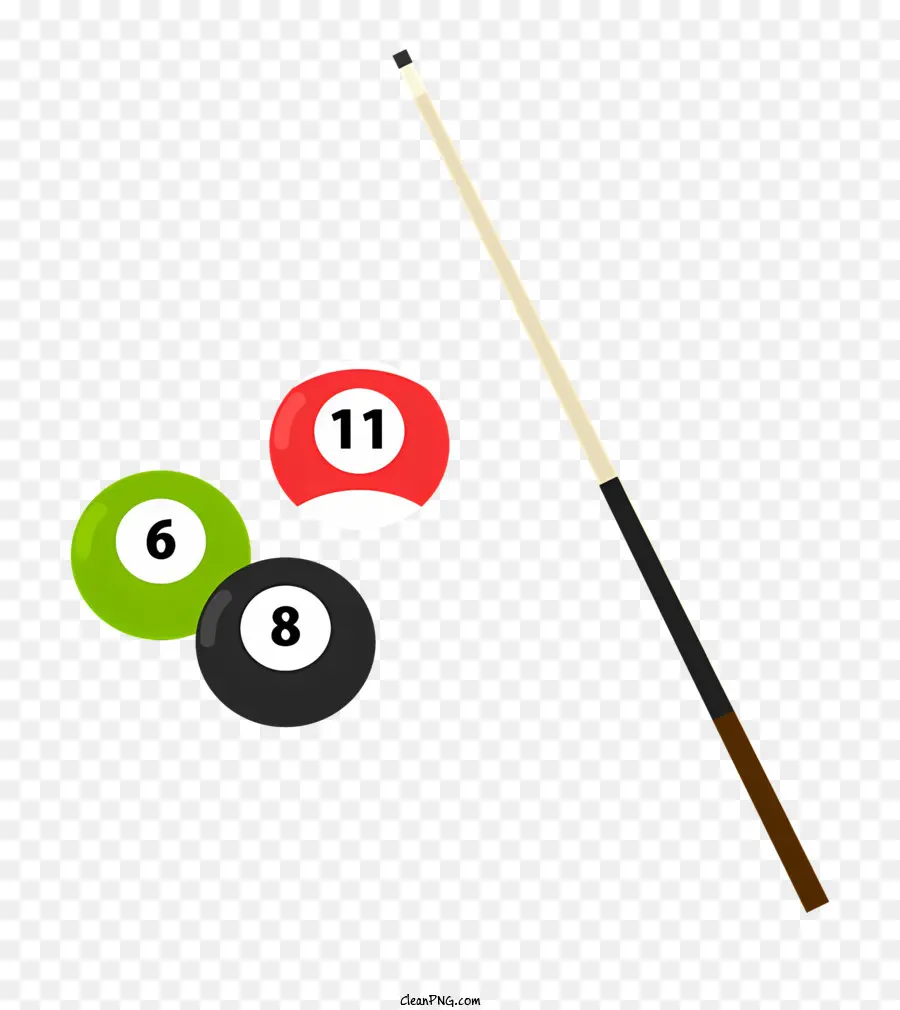 Icon Pool Cue Poolbällchen kleben grün und schwarzes Logo - Bild von Pool -Cue, Bällen und Logo -Stick