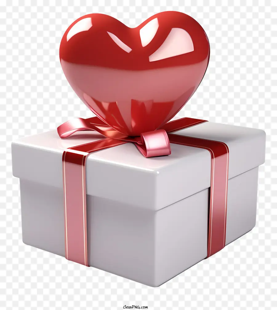 Geschenkbox - Herzförmige Geschenkbox mit rotem Herzen. 
Symbol der Liebe und Zuneigung