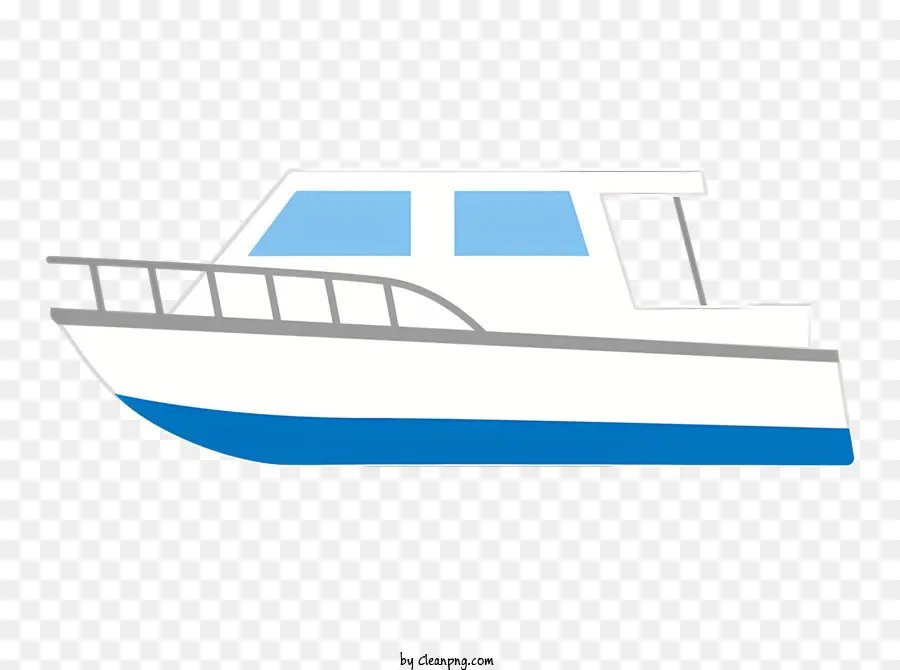 biểu tượng thuyền màu trắng và màu xanh thẫm - Thuyền trắng và xanh với boong và cabin