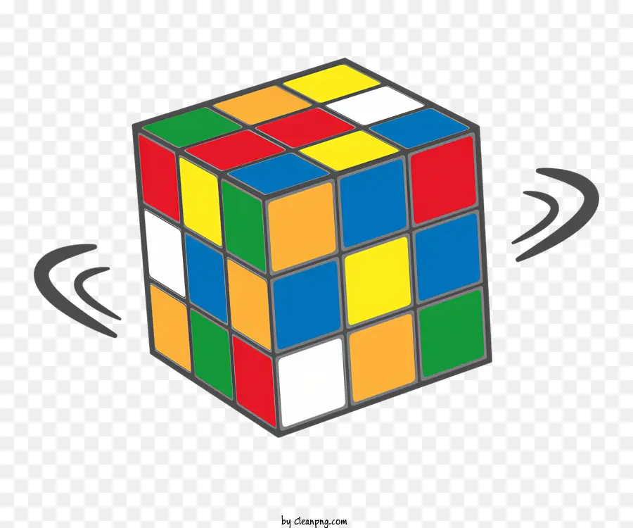 Icon Rubik's Cube 3D Cube Colored Puzzle Cube Rubik's Cube Art - Computergenerierter 3D-Rubik-Würfel auf schwarzem Hintergrund