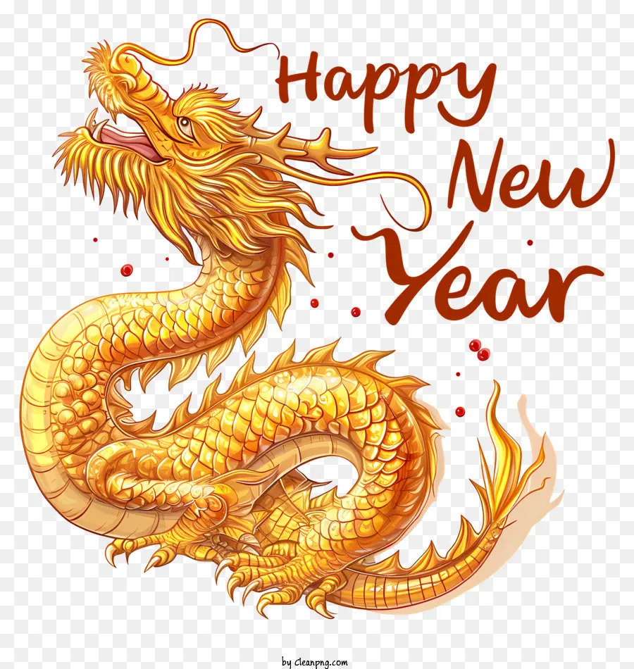 Chinesisches Neujahr - Bild des Golddrachen mit Feuer, 