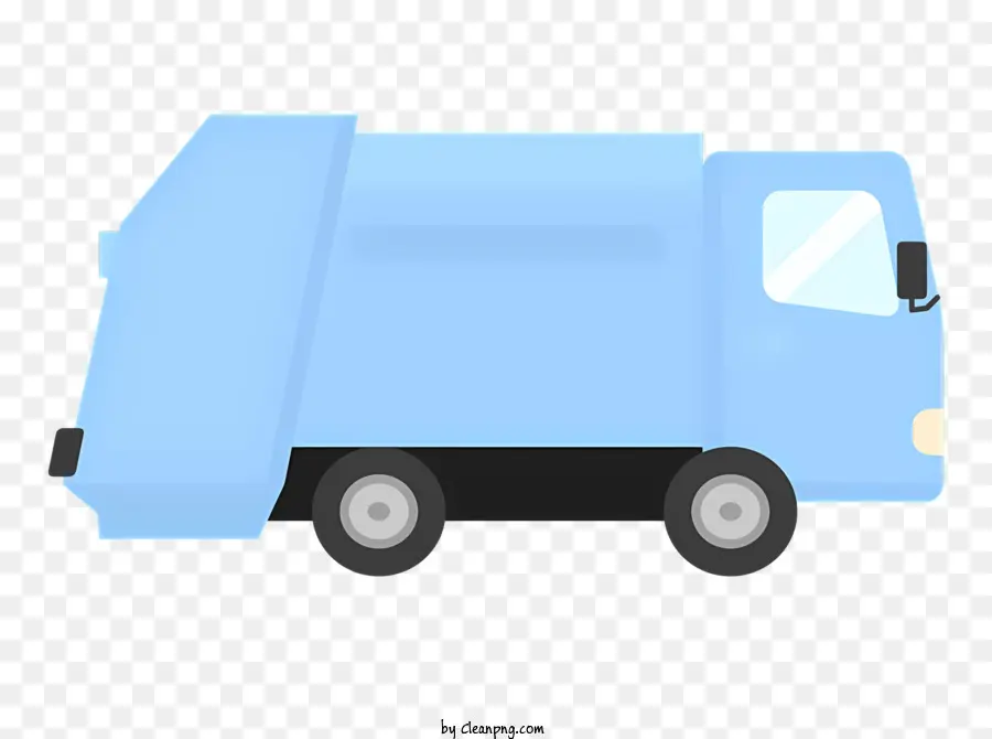 icon trash truck blue truck front and back wheels open cargo space