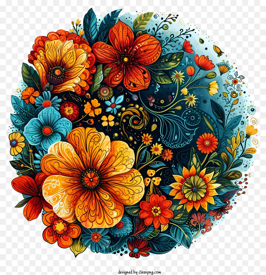 Blumen Kranz - Farbenfrohe Blumenarrangement mit Vintage -Stimmung
