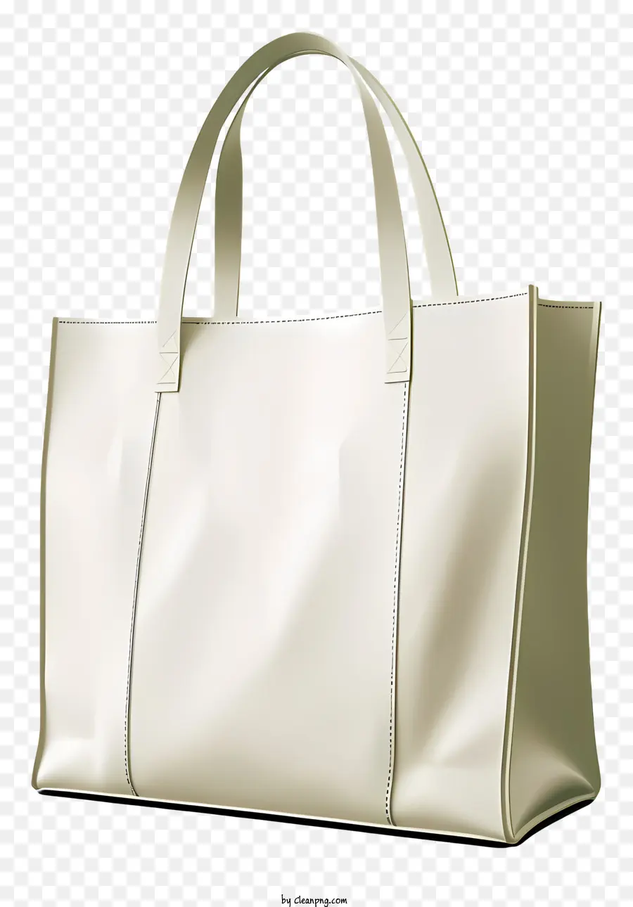 Realistische Einkaufstasche Ikon weiße Leder -Einkaufstasche Leder Handtasche Rechteckige Einkaufstasche geschlossene Reißverschlussbeutel - Weiße Ledereinkaufstasche mit geschlossenem Reißverschluss