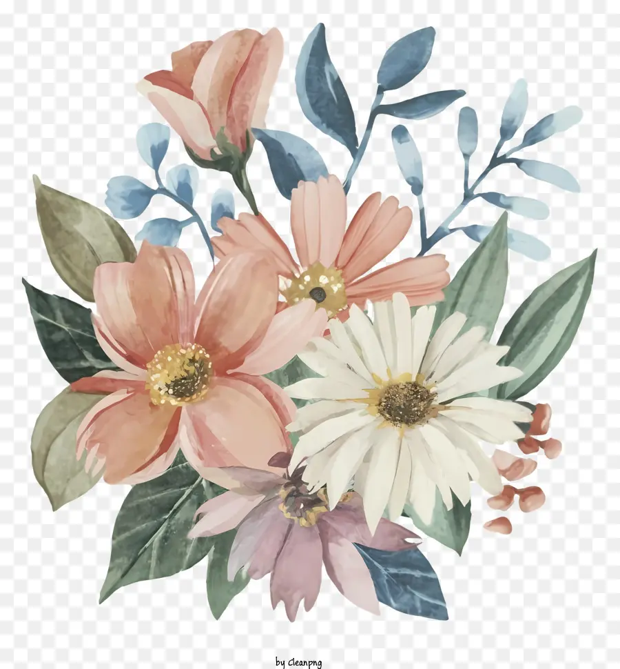 Blumenstrauß - Lebendiges Aquarellmalerei des farbenfrohen Blumenstraußes