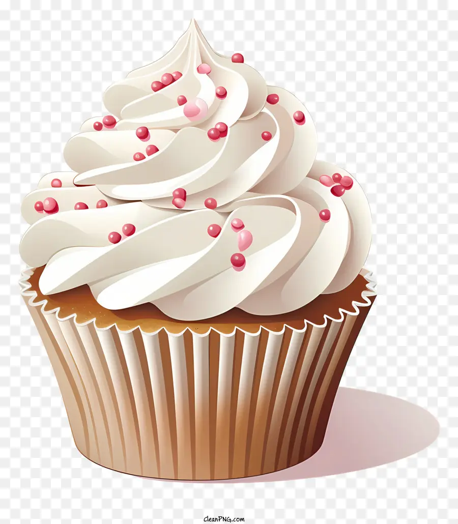 Skizzieren Sie Cupcake Cupcake weißer Zuckerguss weiße Streusel Red Cherry - Cupcake mit weißem Zuckerguss, Kirsche oben