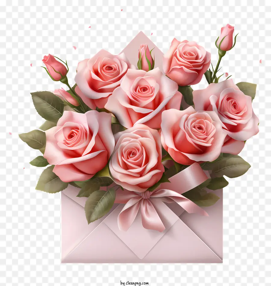 hoa hồng - Bóng hoa hồng hồng trong phong bì mở, bầu không khí lãng mạn