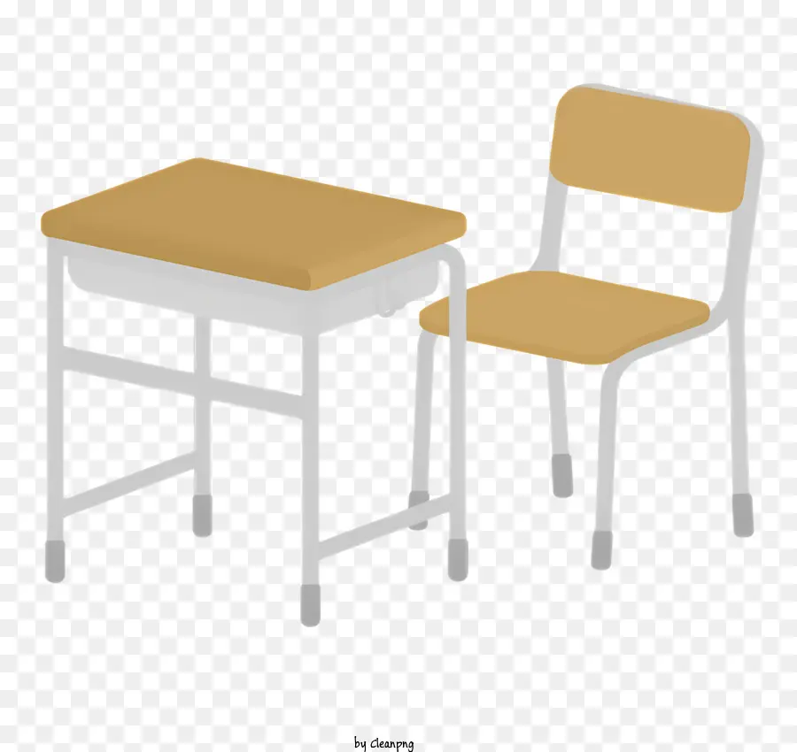 ICON Distanza di legno Sedia in legno Set di mobili in bianco e nero - Scrivania e sedia in bianco e nero su sfondo nero