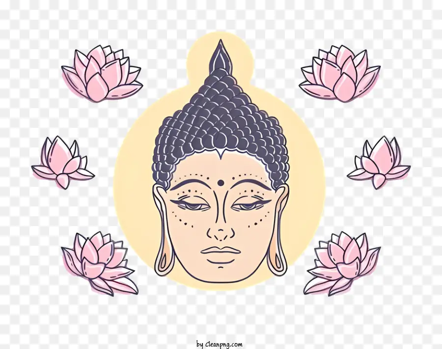 bồ đề ngày - Khuôn mặt nữ thanh bình với hoa sen tượng trưng cho sự giác ngộ