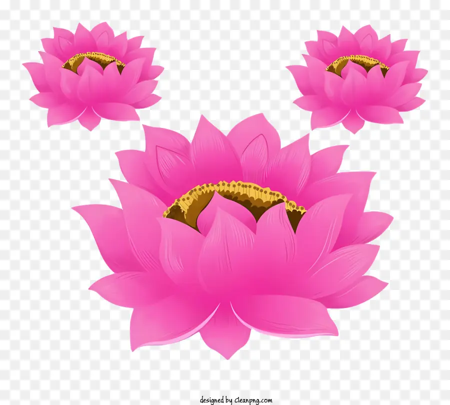 bodhi Tag - Drei rosa Lotusblumen mit offenen Blütenblättern