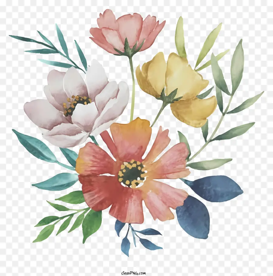 bouquet di fiori - Bouquet vibrante ad acquerello con composizione naturale e realistica