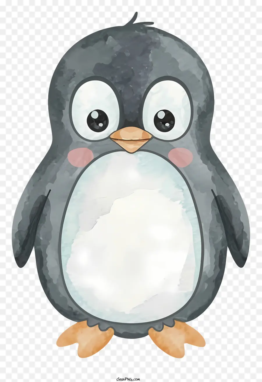 Umschlag - Aquarellbild von Pinguin mit Zubehör auf Schwarz