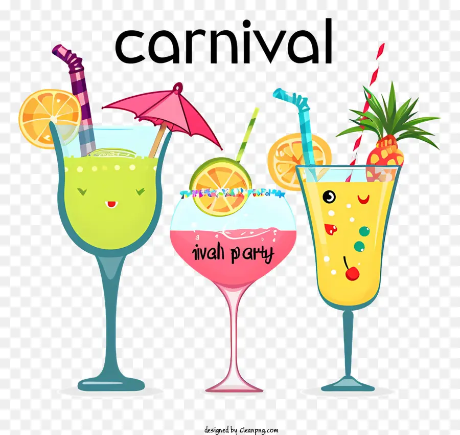 Brasilianer Karneval Alkoholische Getränke Cocktail Regenschirmglaswaren Designs Strohhalm - Drei Brillen mit einzigartigen Designs und Dekorationen