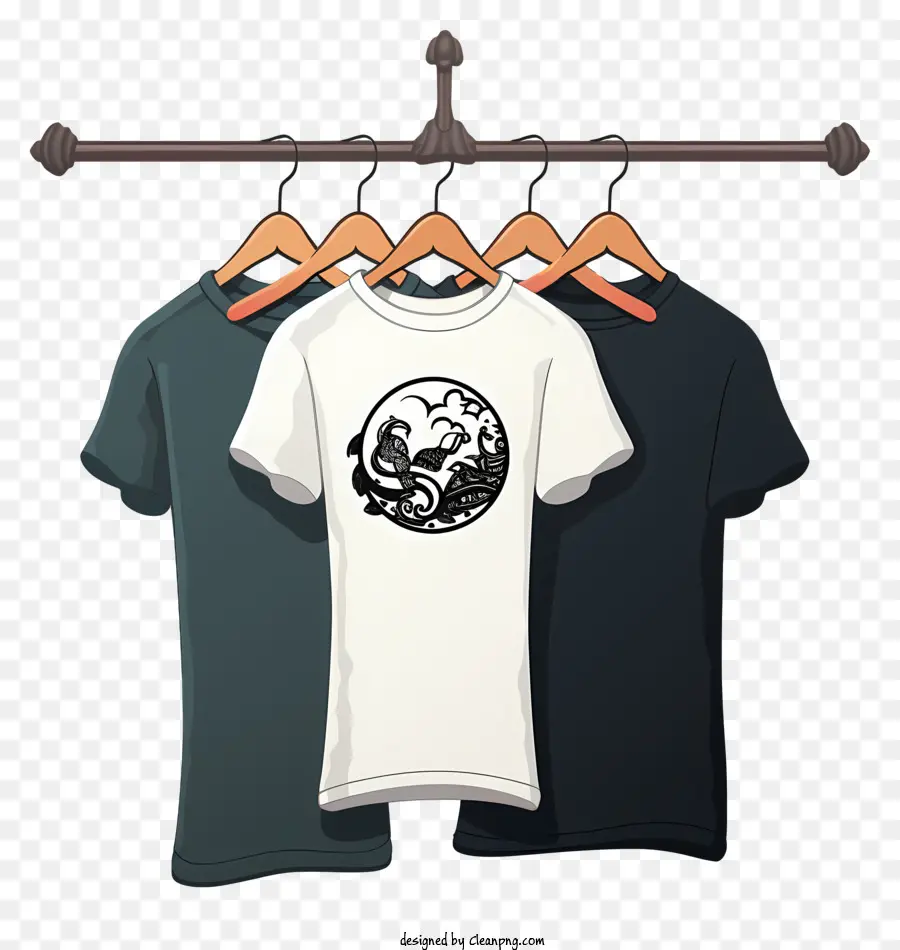 tiger logo - Schwarzes T-Shirt mit Tiger-Logo, das an Wäscheleine hängt