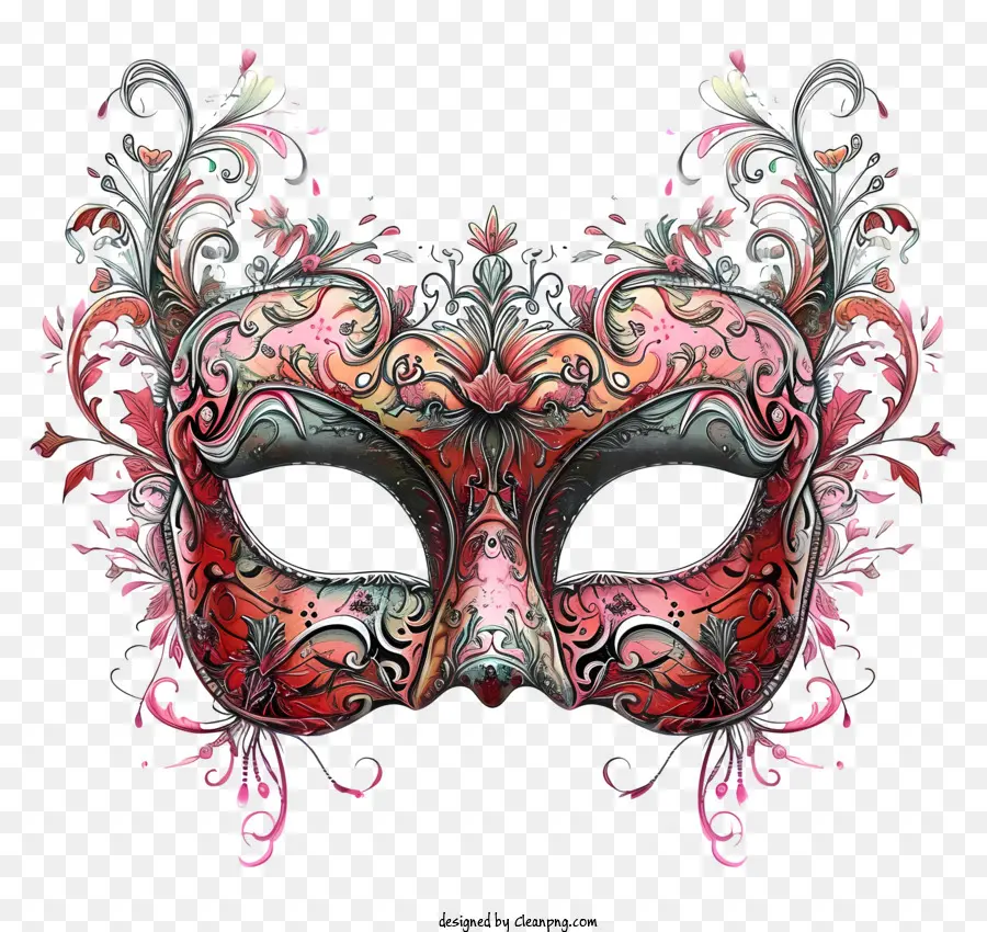 florales Design - Luxuriöse, reich verzierte venezianische Maske mit Edelsteinaugen