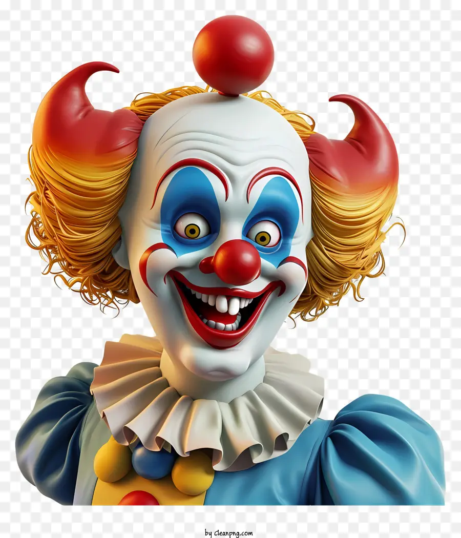carnevale - Primo piano di clown colorato con caratteristiche esagerate