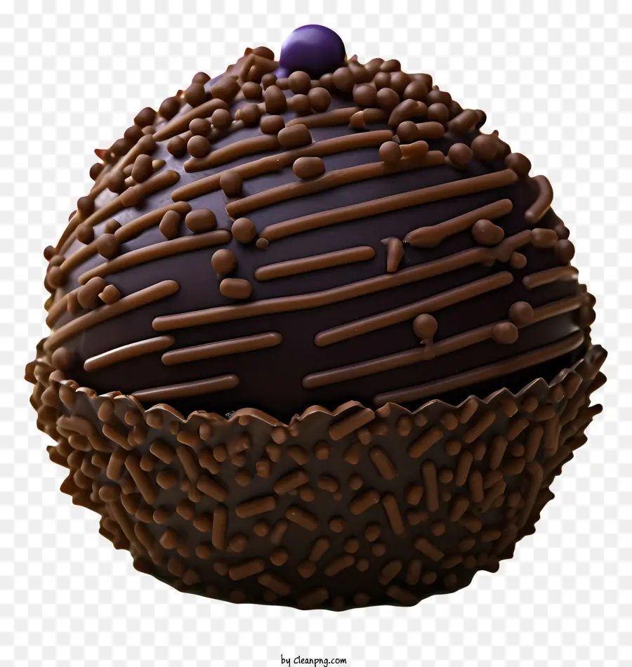 thực tế 3D Brigadeiro Chocolate Ball Chocolate Chips sô cô la màu nâu - Cận cảnh quả bóng sô cô la với chip và vảy