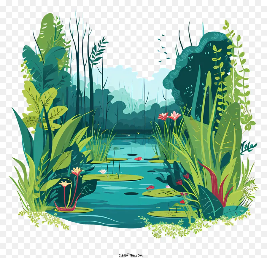 WELTE WETLANDS DAY SWAMP WETHLAND VETAKE - Friedlicher Sumpf mit üppiger Vegetation und ruhigem Wasser