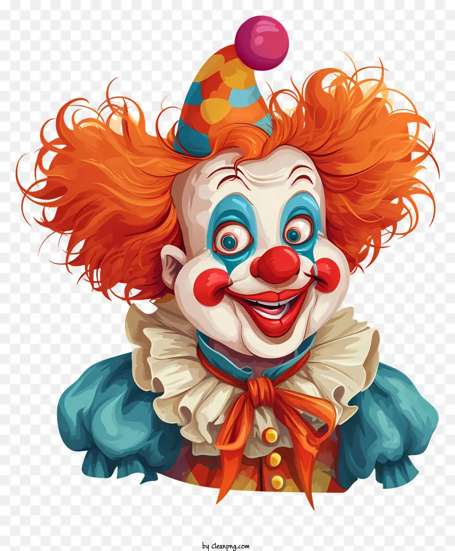 carnevale - Illustrazione colorata di clown con capelli rossi e sorriso