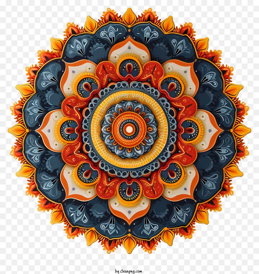 Mandala - Traditionelles Mandaldesign mit Blumenmustern und Farben