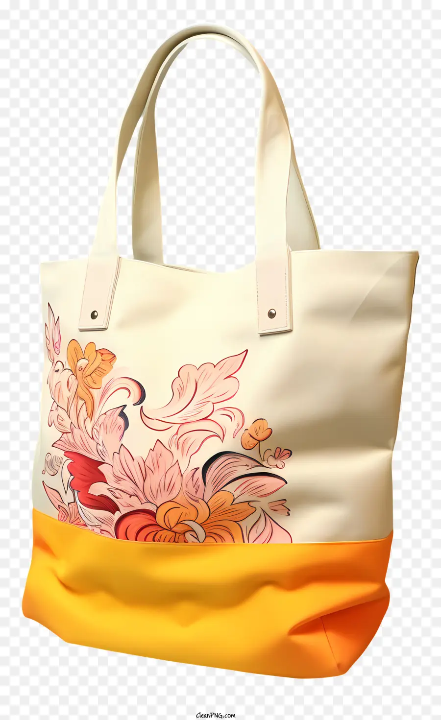 trái cam - Túi thiết kế hoa trắng, cam và đen với nhiều ngăn và tay cầm có thể điều chỉnh