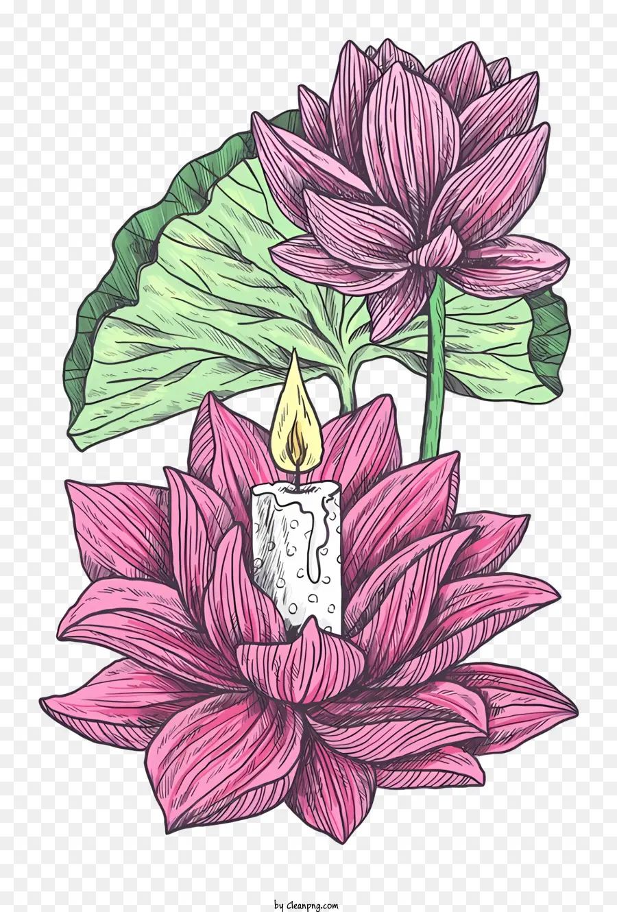 bodhi giorno - Fiore di loto realistico con candela illuminata